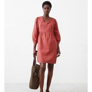 Banana Republic  Voile Puff-Sleeve Peplum Mini Shift Dress Dust Cedar – Size M